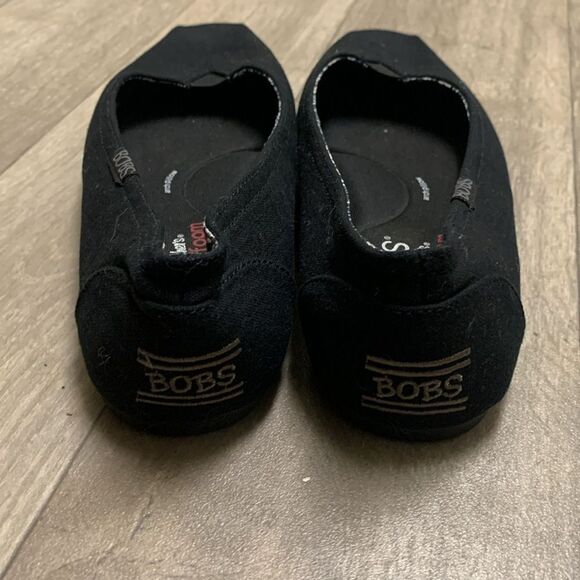 BOBS By Skechers Comfort Minimalist Black Ballet Slip On Canvas Shoes - Picture 4 of 7